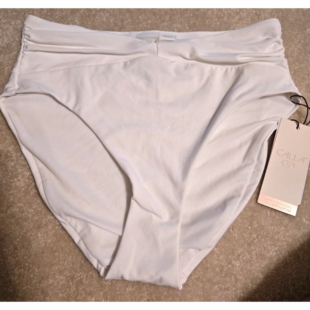 : Calia Shirred V Front High Rise Bottom Women's‎ Small Pure White NWT